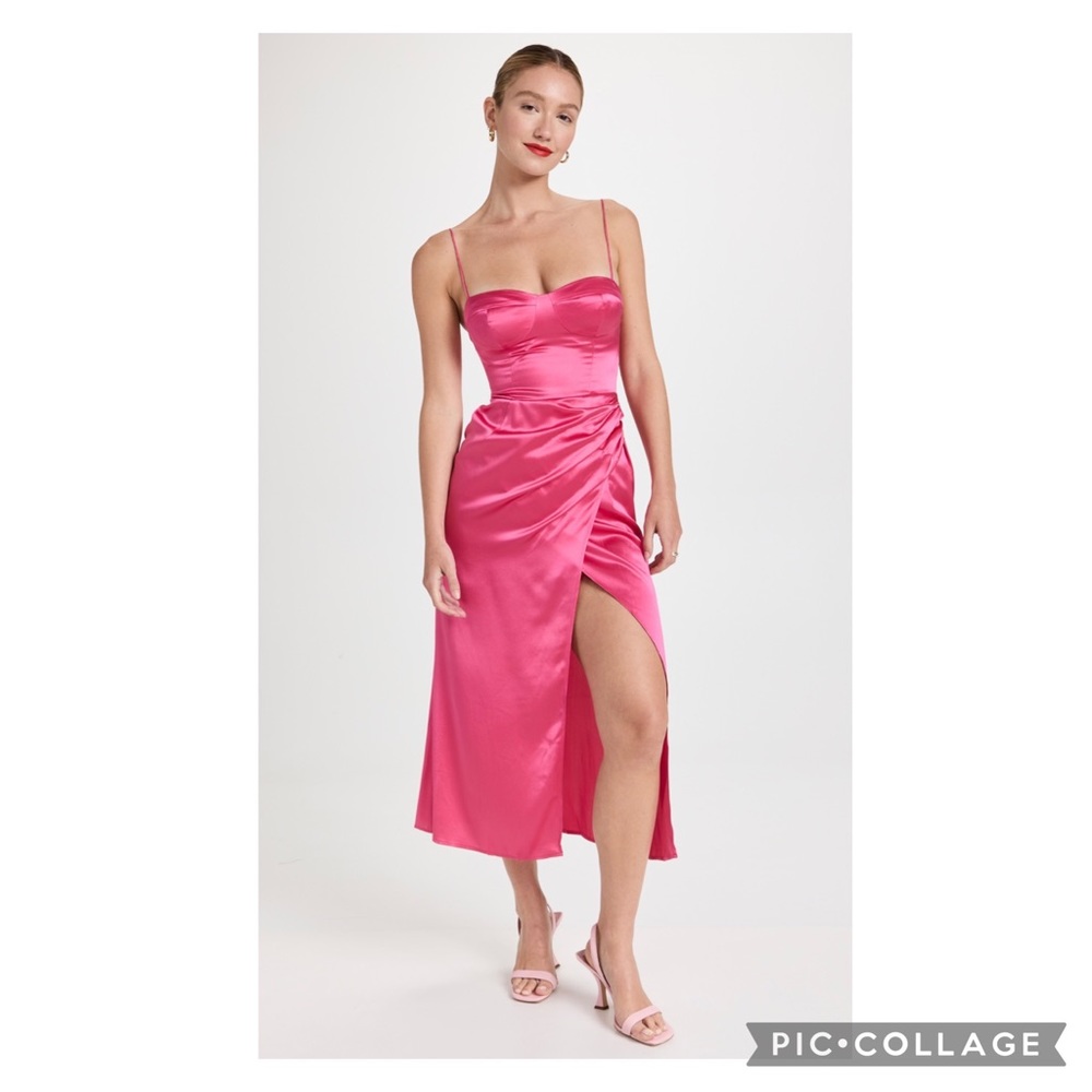 Reformation Pink Satin Midi Dress NWOT